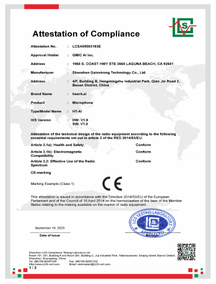CE Mark Attestation of Compliance