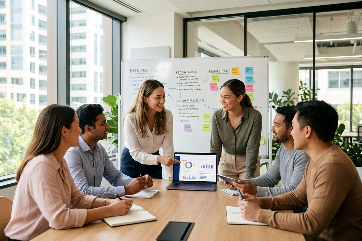 Team reviewing field feedback to improve the AI product