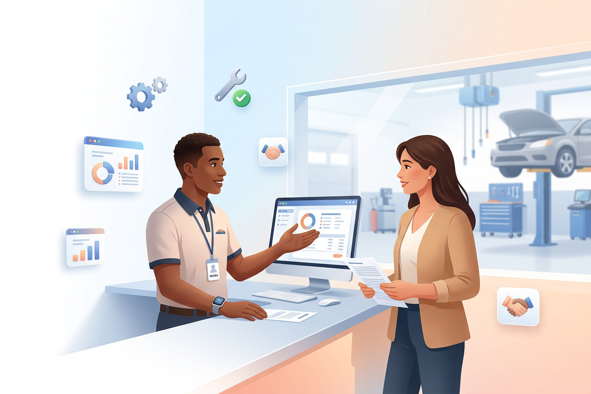 Auto repair shop front desk using voice capture during a customer quote conversation