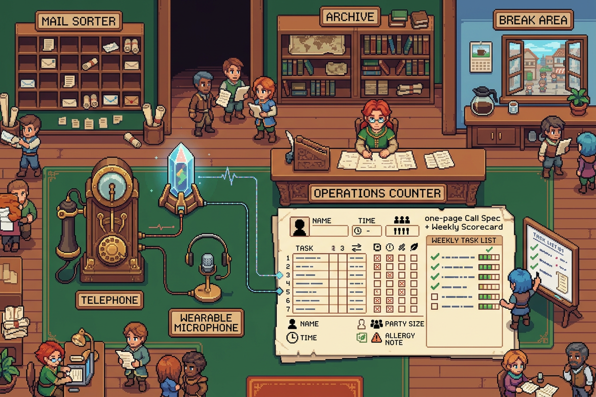 One-page call spec and weekly scorecard turning calls into tasks