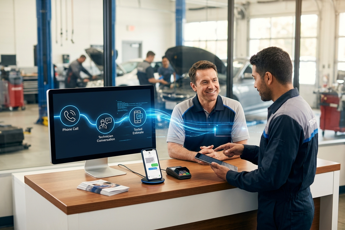 Auto shop interactions connected into a single operational memory timeline