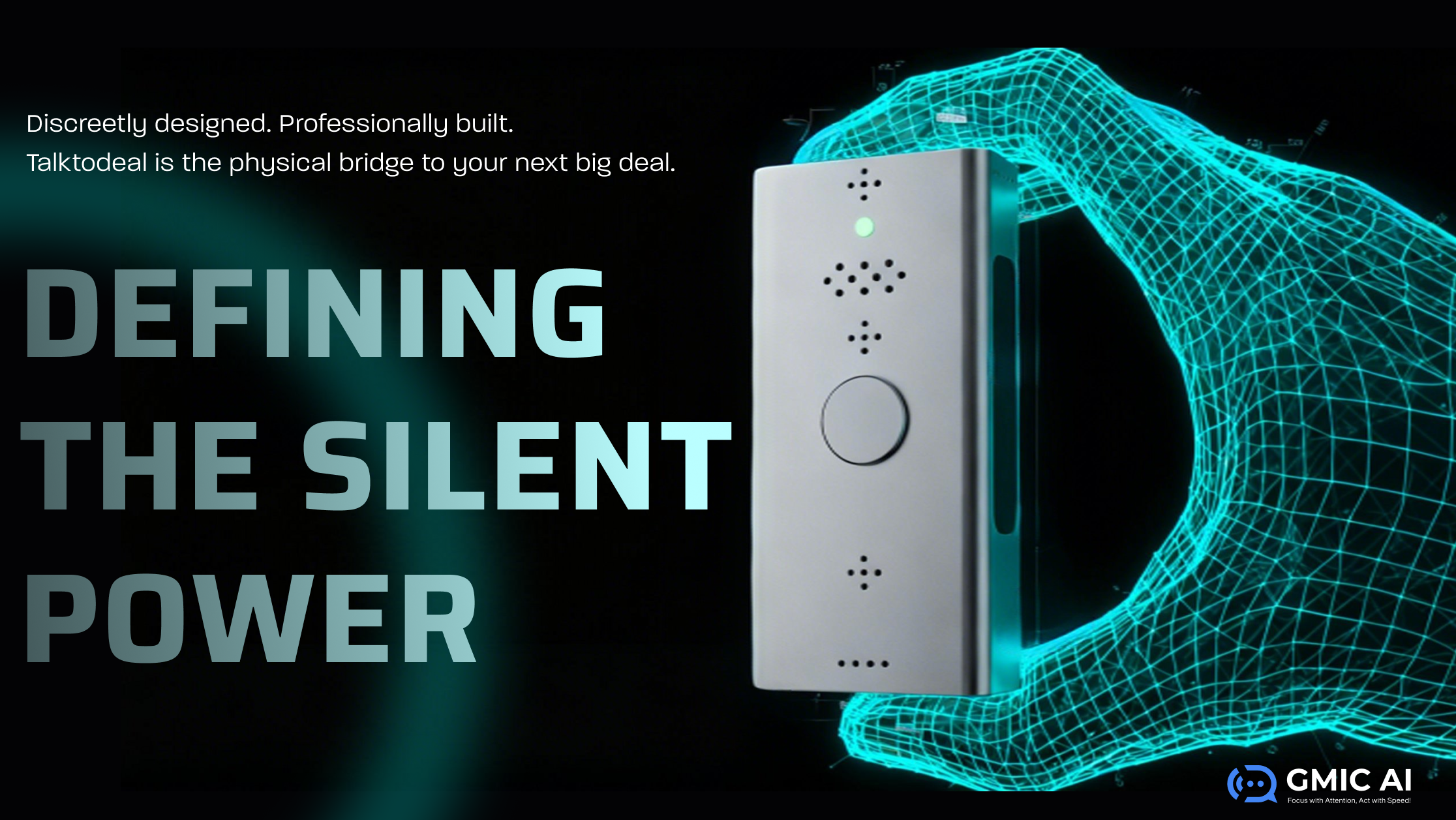 GMIC AI custom AI wearable voice device with LED indicator and microphone array, designed for enterprise ODM hardware deployment