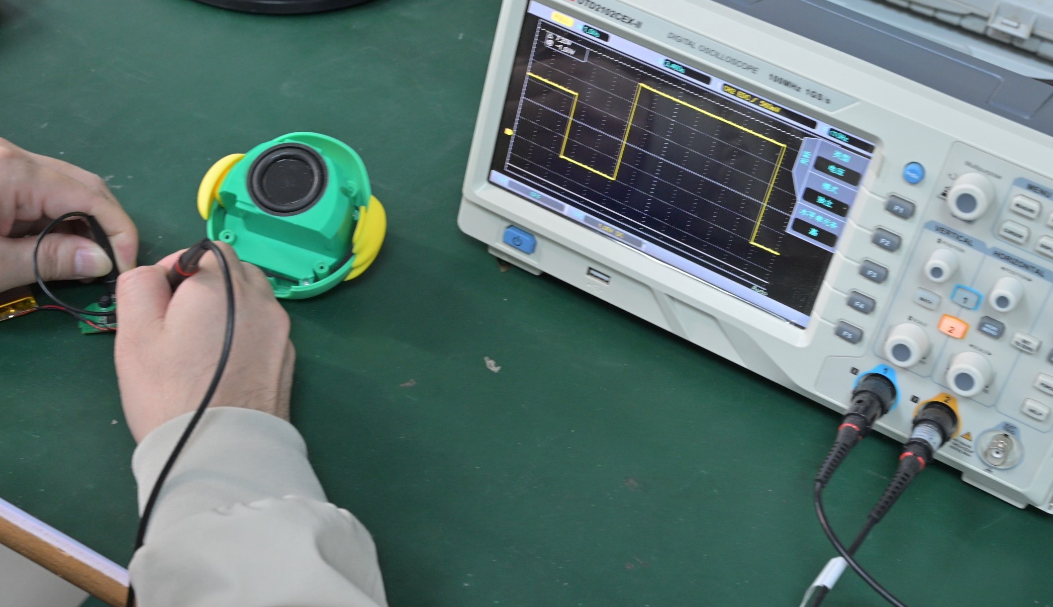 BLE scanner on phone next to PCB