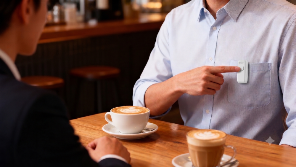 One-button wearable recorder for sales reps