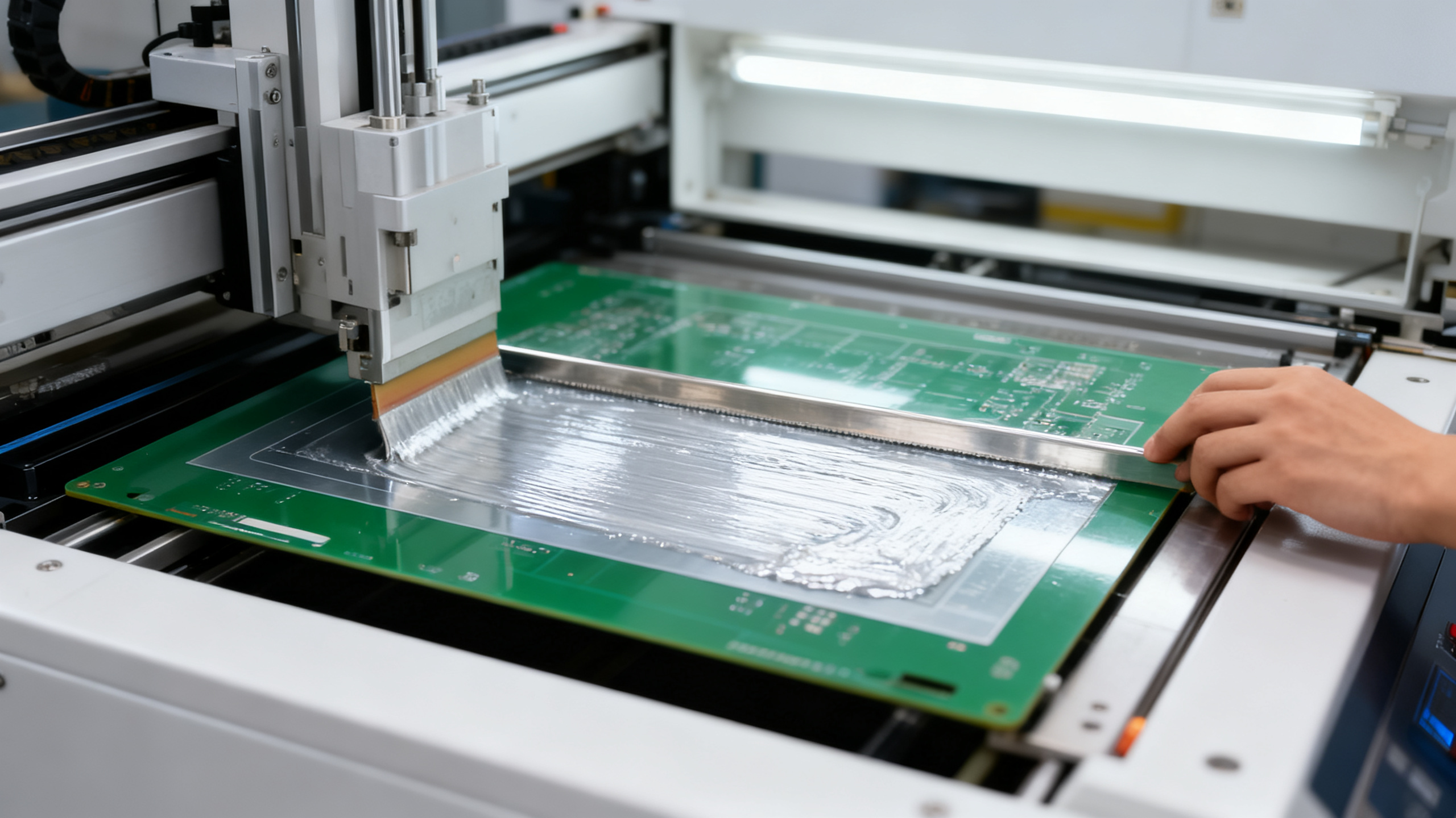 Technician assembling MIC05 devices on the production line