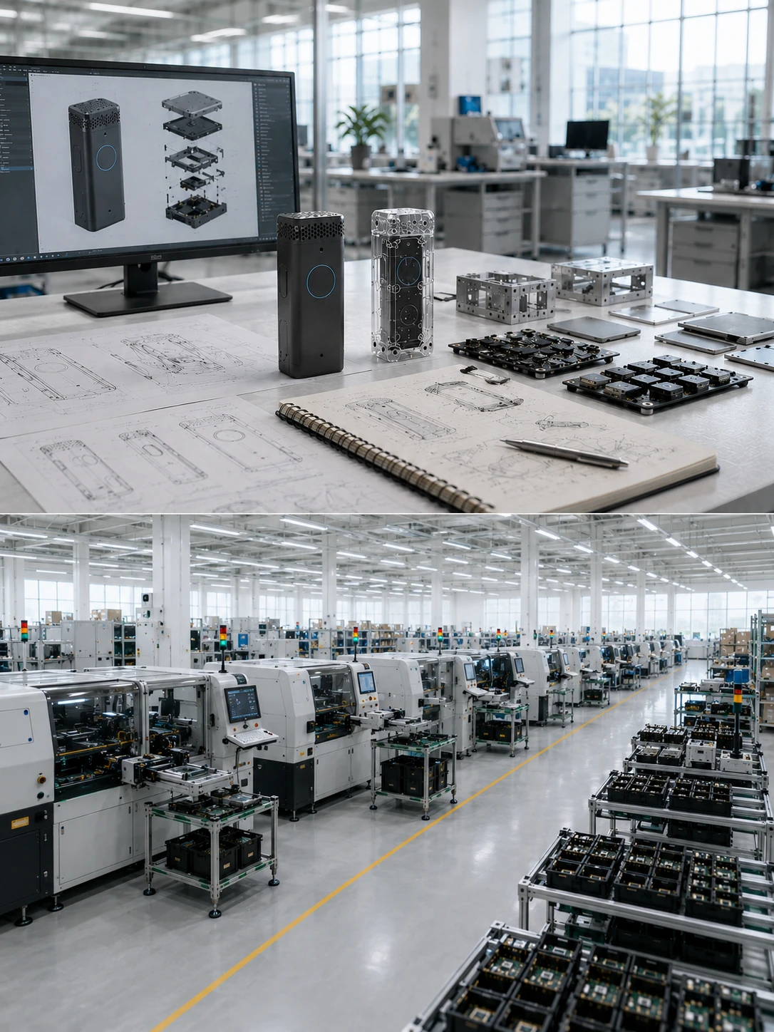 PCB board assembly on the manufacturing line